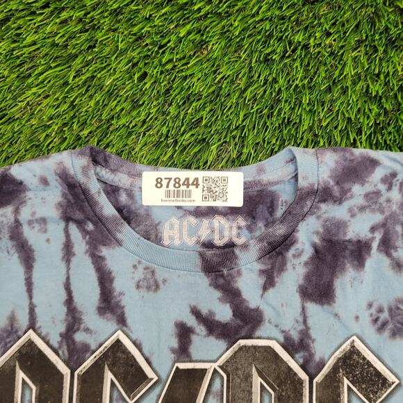 ACDC Lightning Shirt Womens Small 18x25 Blue Black Tie-Dye - Picture 6 of 11
